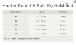 Hunter rundsyet elghalsbånd sort 55 cm - justering 46-51 cm til store hunde