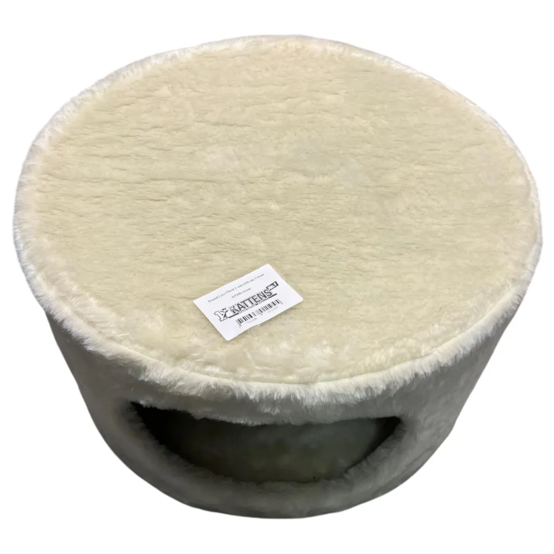 Kattens No. 1 Kattens no 1 Rund hule med plys i beige Ø 50 cm med stor indgang