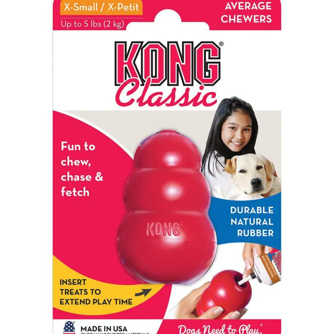 Kong Classic Rød XS - klassisk tyggelegetøj i gummi