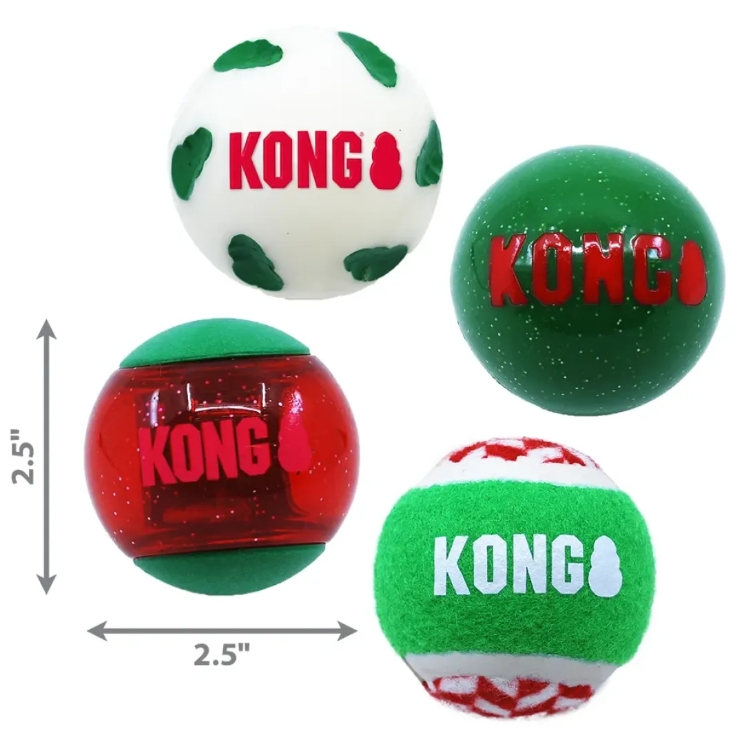 Kong Holiday Occasions Balls 4-pack M - jule hundelegetøj