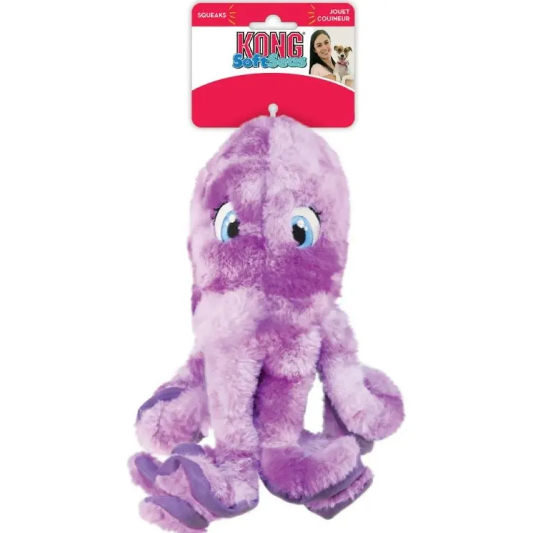 Kong Hundelegetøj SoftSeas Octopus Lilla L 27 cm - blæksprutte bamse til hunde