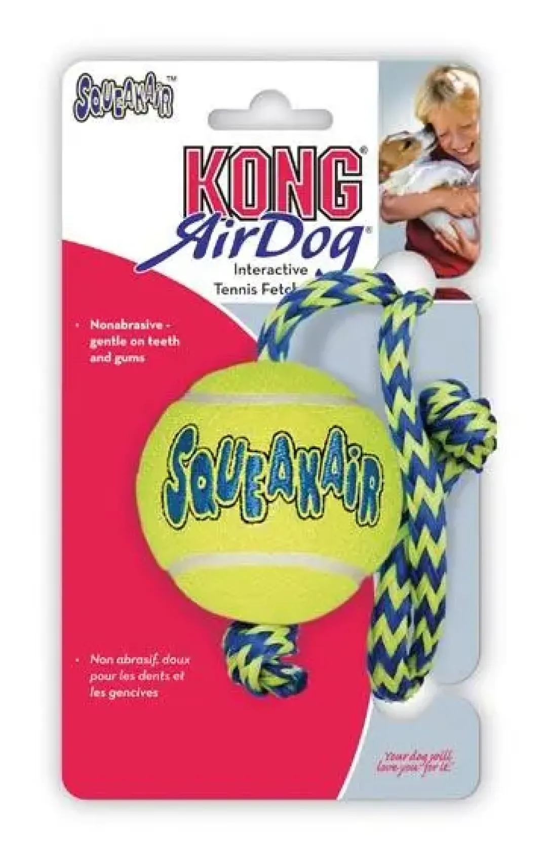 Kong Tennisbold Med Reb - hundelegetøj med piv