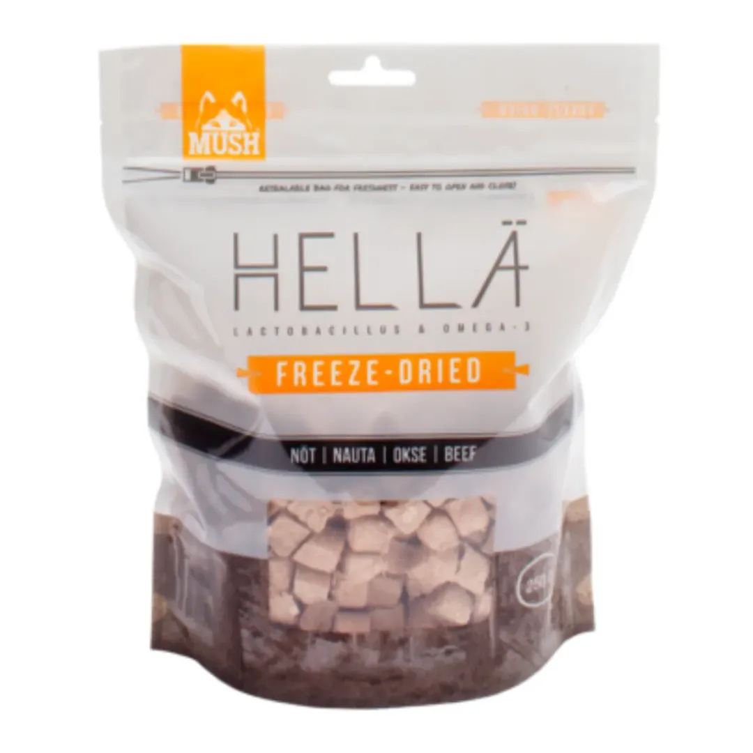 MUSH HELLÄ Freeze-Dried Oksekød 250 g - frysetørret fuldfoder til hunde