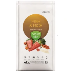 Natura Diet Super premium Hunde & kattefoder Natura Diet Fisk og Ris hundefoder 3 kg - Naturlig ernæring til hunde