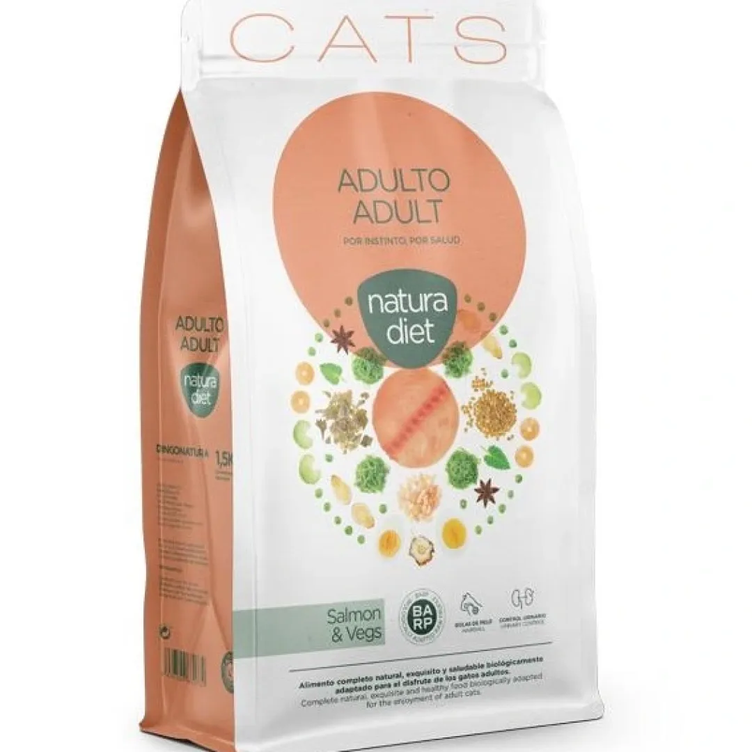 Natura Diet Super premium Hunde & kattefoder Natura Diet Kattefoder Adult Laks 1,5 kg - tørfoder til voksne katte