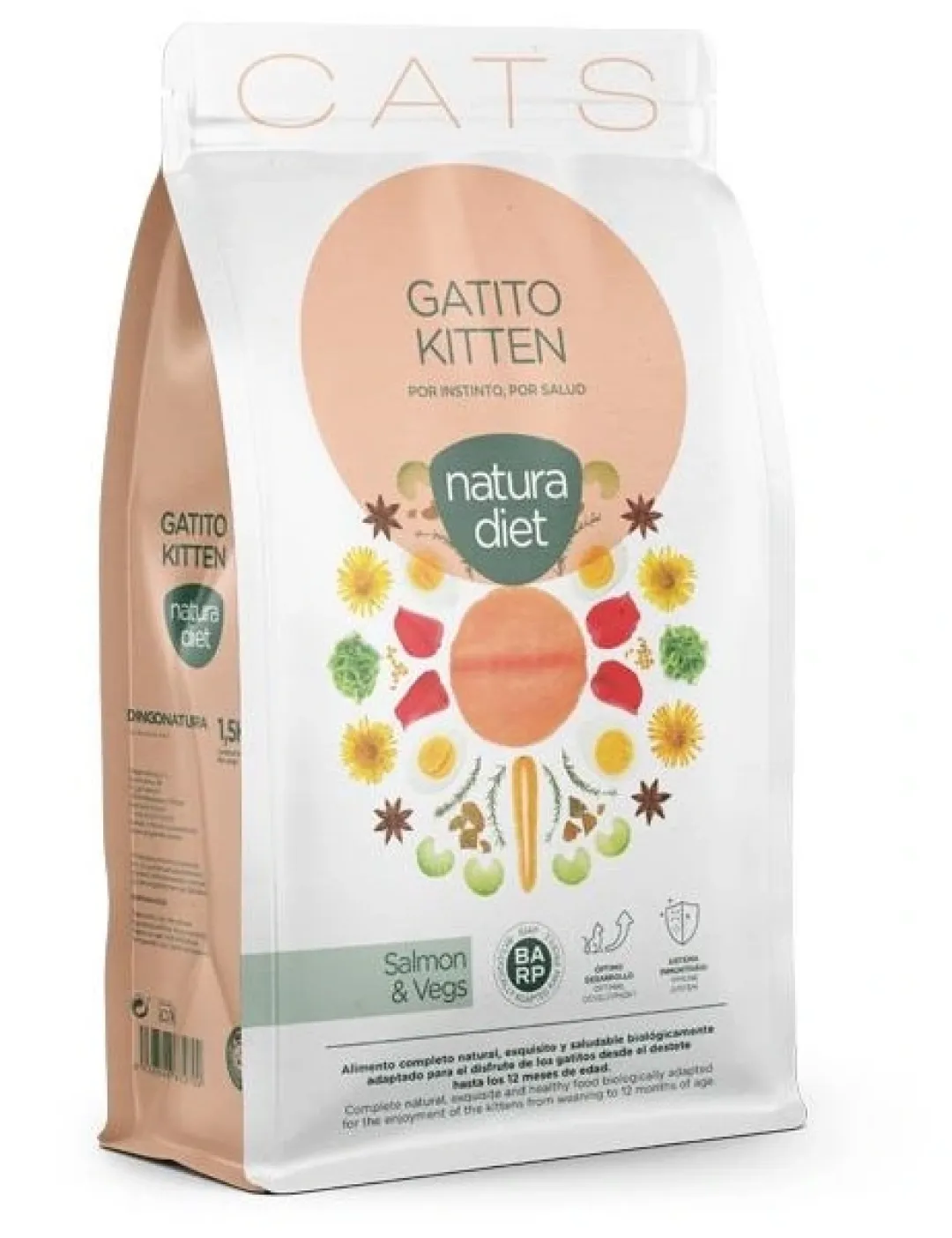 Natura Diet Super premium Hunde & kattefoder Natura Diet Kattefoder Killing Laks 1,5 kg - tørfoder til killinger