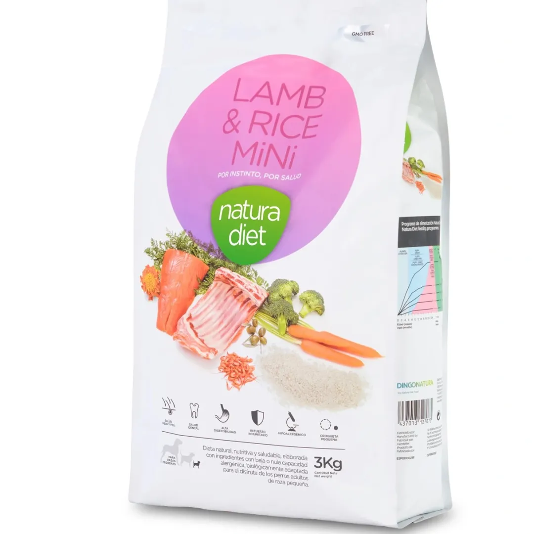 Natura Diet Super premium Hunde & kattefoder Natura Diet Lam og Ris Mini Hundefoder 3 kg - Sundt foder til små hunde