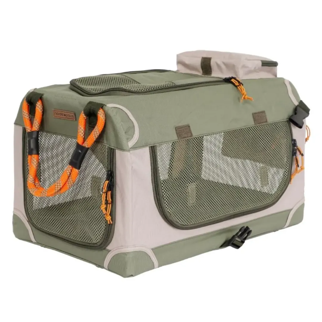 Nordic Paws Foldbart luksus hundebur i stof Army XS - rolig og tryg base