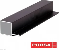 Porsa sort aluprofil firkantet med flig 120 cm.