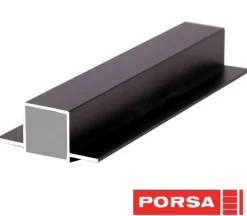 Porsa sort aluprofil med dobbelt flig 35 cm.