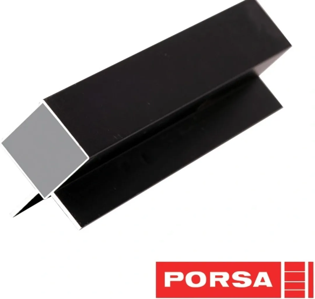 Porsa sort aluprofil med dobbelt vinkelflig 55 cm.