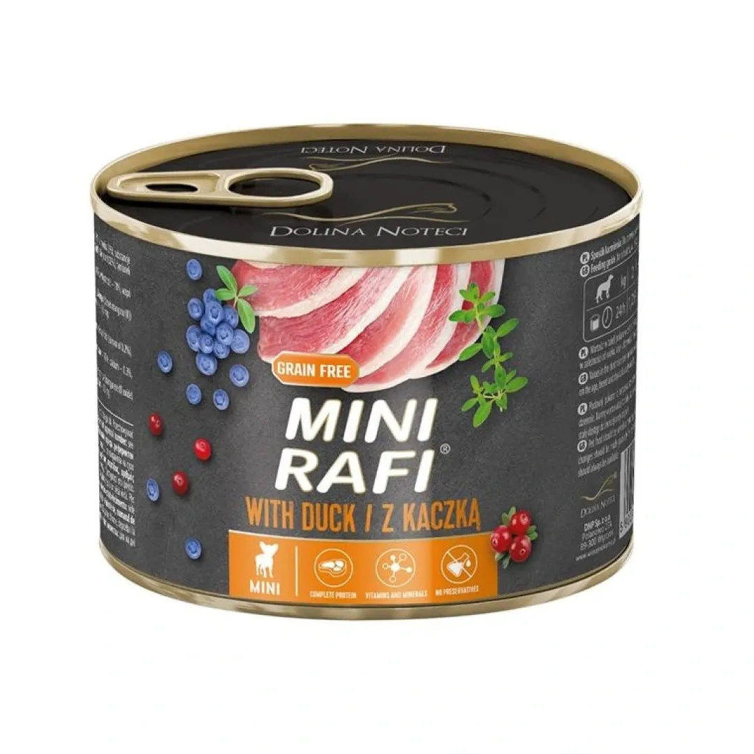 Dolina Noteci - RAFI vådmad Rafi Mini vådhundefoder andekød 185 g - naturligt fuldfoder til hunde