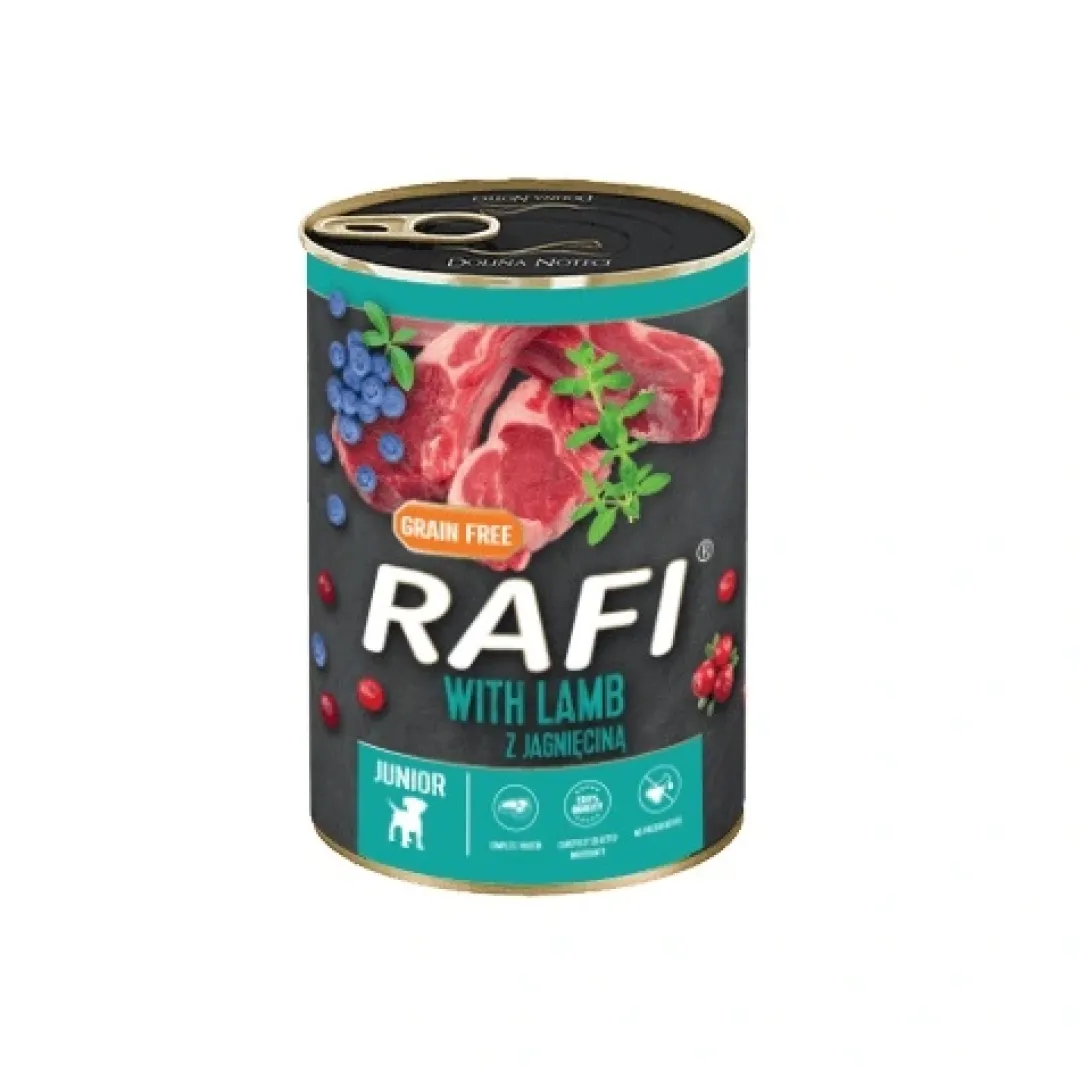 Dolina Noteci - RAFI vådmad Rafi vådfoder hvalp lammekød med blåbær og tranebær 400 g