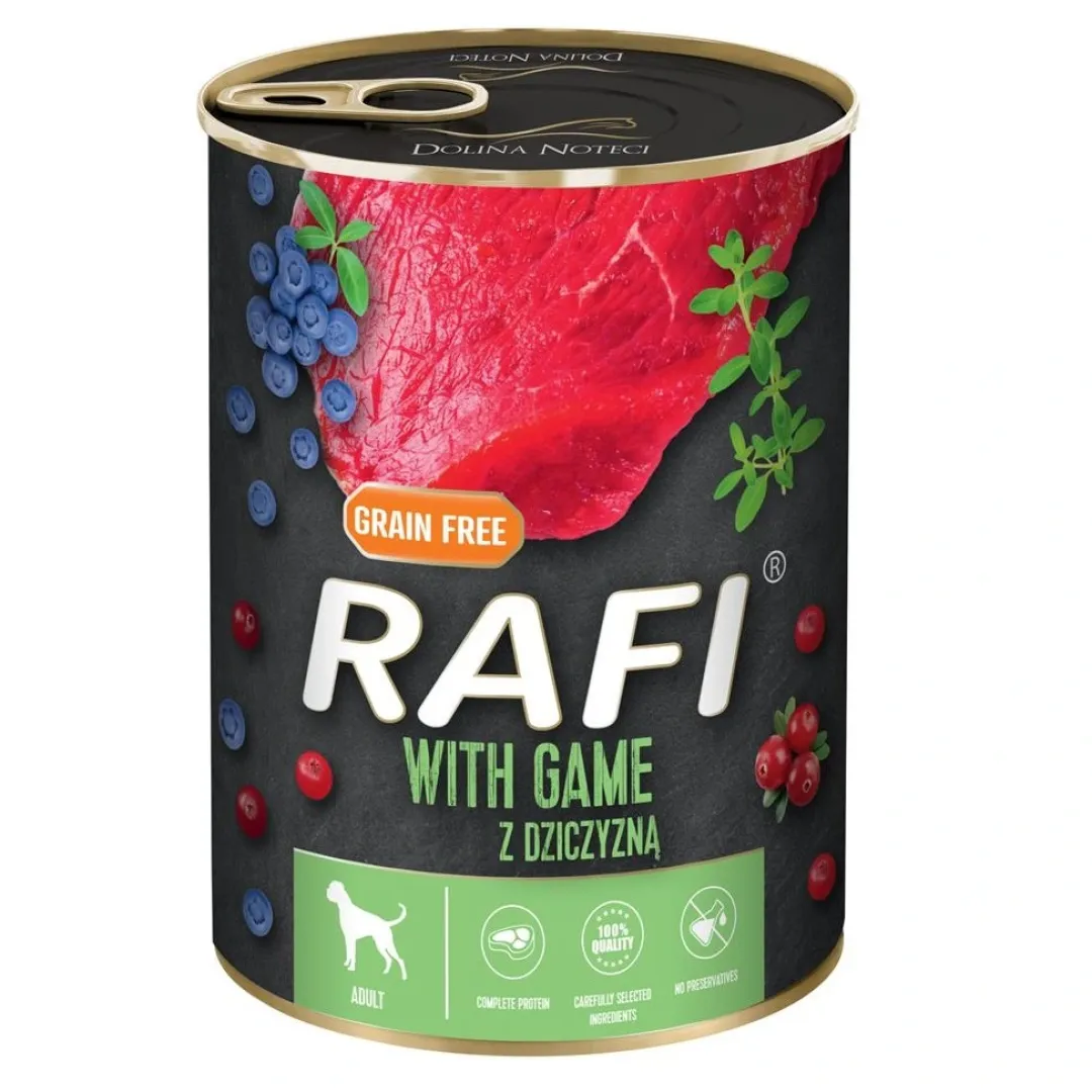 Dolina Noteci - RAFI vådmad Rafi vådhundefoder vildtkød med blåbær og tranebær 400 g