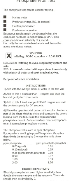 Salifert - Creating the right environment Salifert Fosfat Test PO4