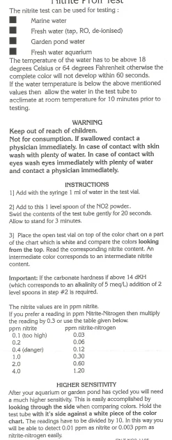 Salifert - Creating the right environment Salifert Nitrit Test NO2