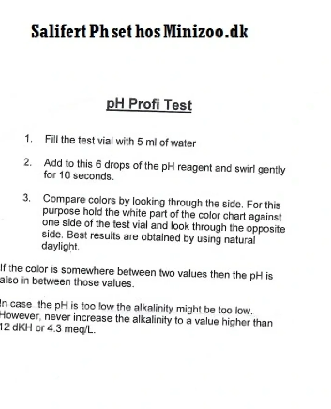 Salifert - Creating the right environment Salifert PH Test kit