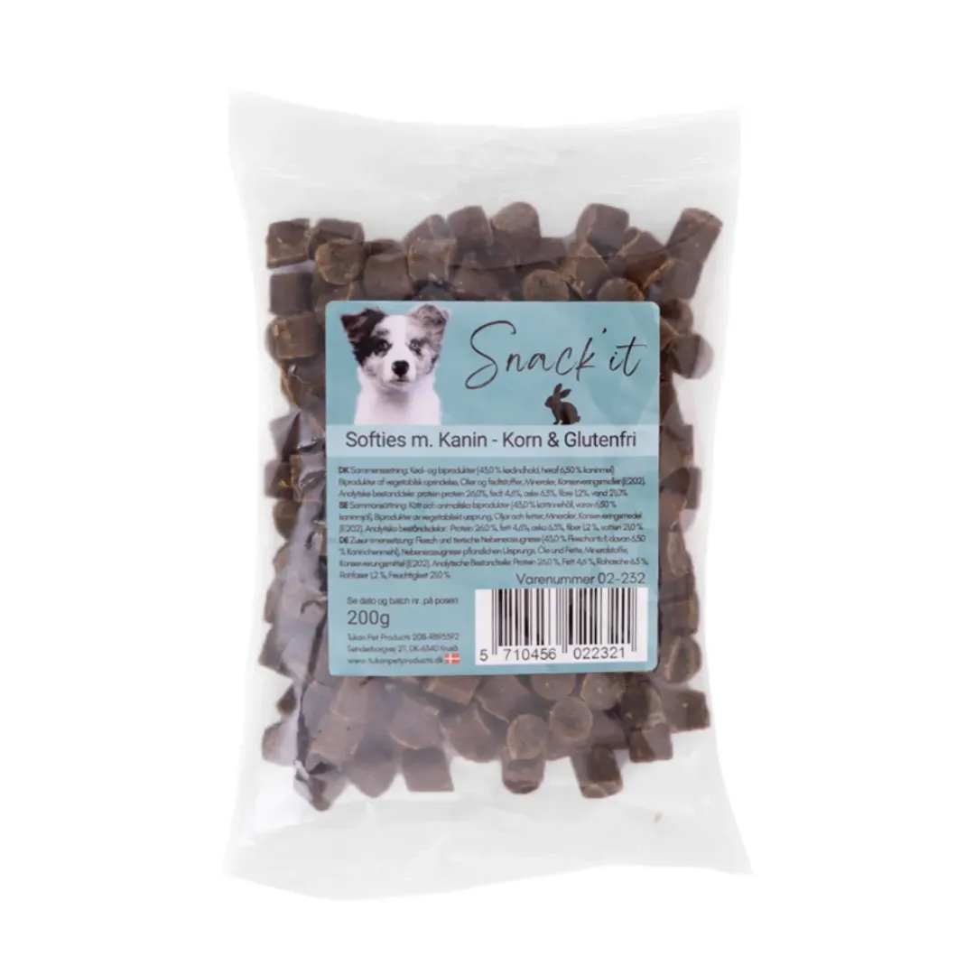 Snackit Kvalitetssnacks til hunde Softies med kanin hundesnacks 200 g - Let belønning til kræsne hunde