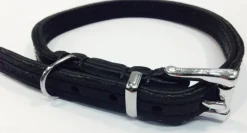 MiniZoo Timely halsbånd olieret læder sort 12 mm 20 cm - blød kontrol til små hunde