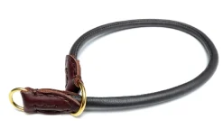 MiniZoo Timely rundsyet brunt kalveskinds kvælerhalsbånd 8 mm 55 cm - skånsom kontrol til store hunde
