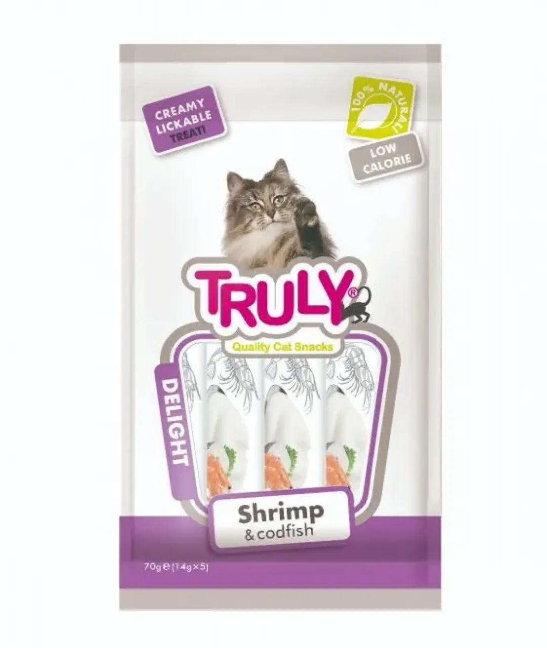 Truly Katte og Hundesnack Truly Cat Creamy Lickable Shrimp & Codfish 70g