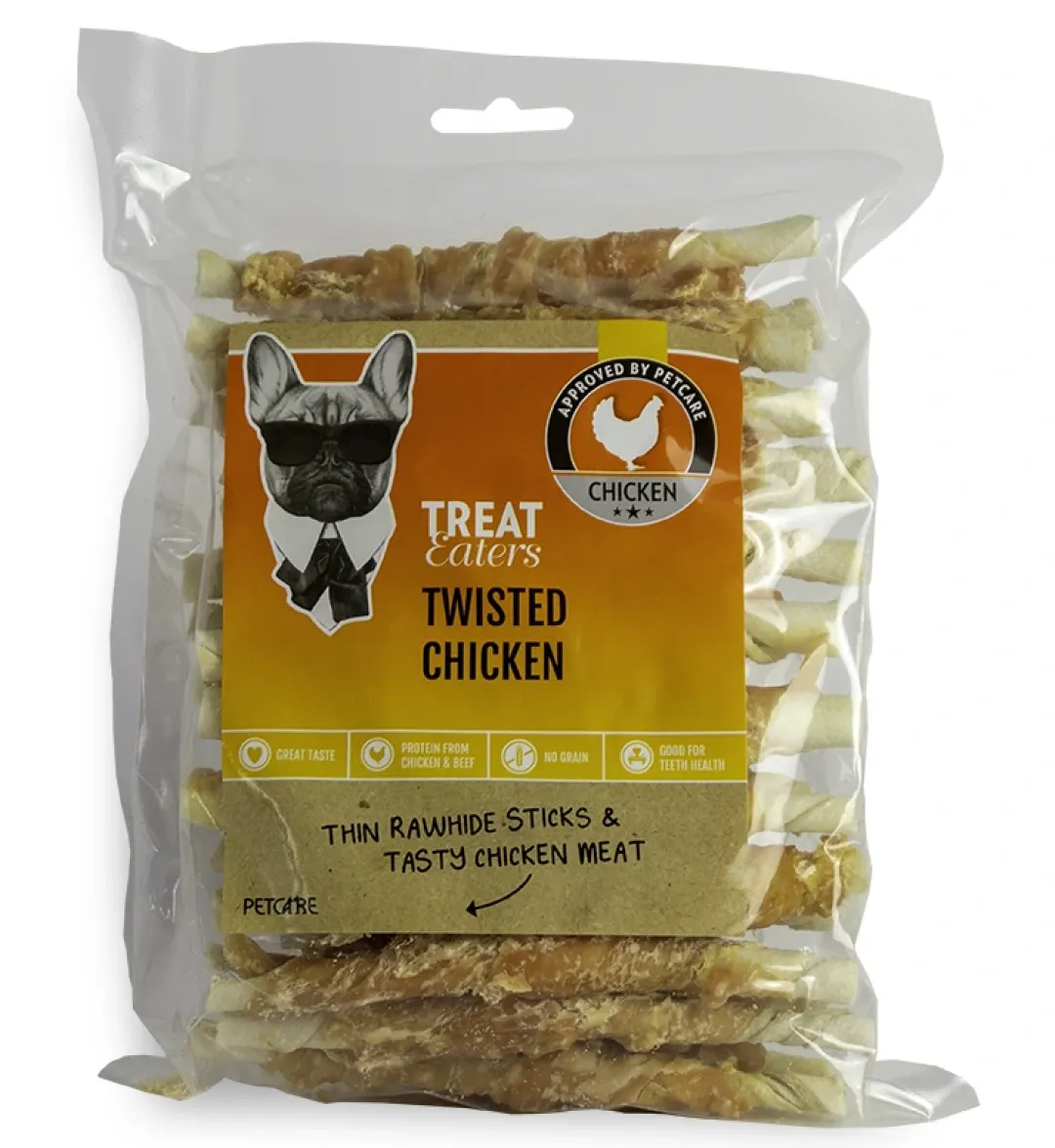 MiniZoo Tyggerulle Treateaters Twisted Chicken 350 g - Tyggeben til hunde