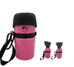 MiniZoo Vandflaske med sammenklappelig skål pink 600 ml