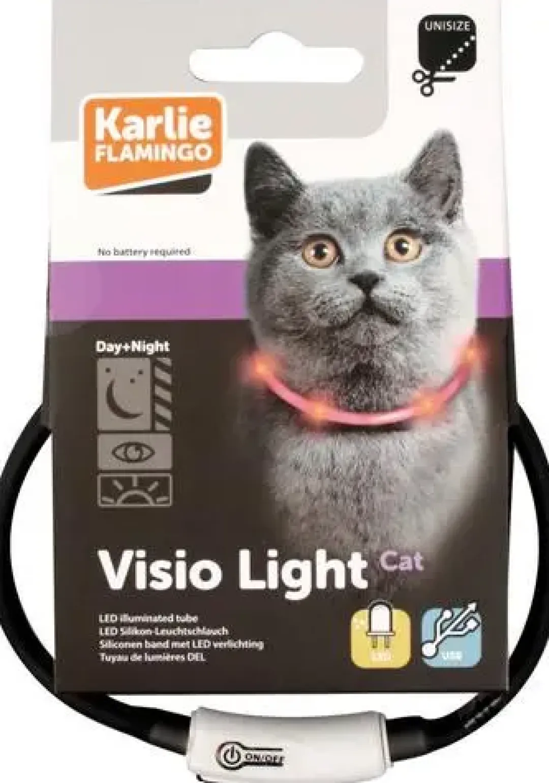 Karlie Visio LED Kattehalsbånd Grå 20-35 cm
