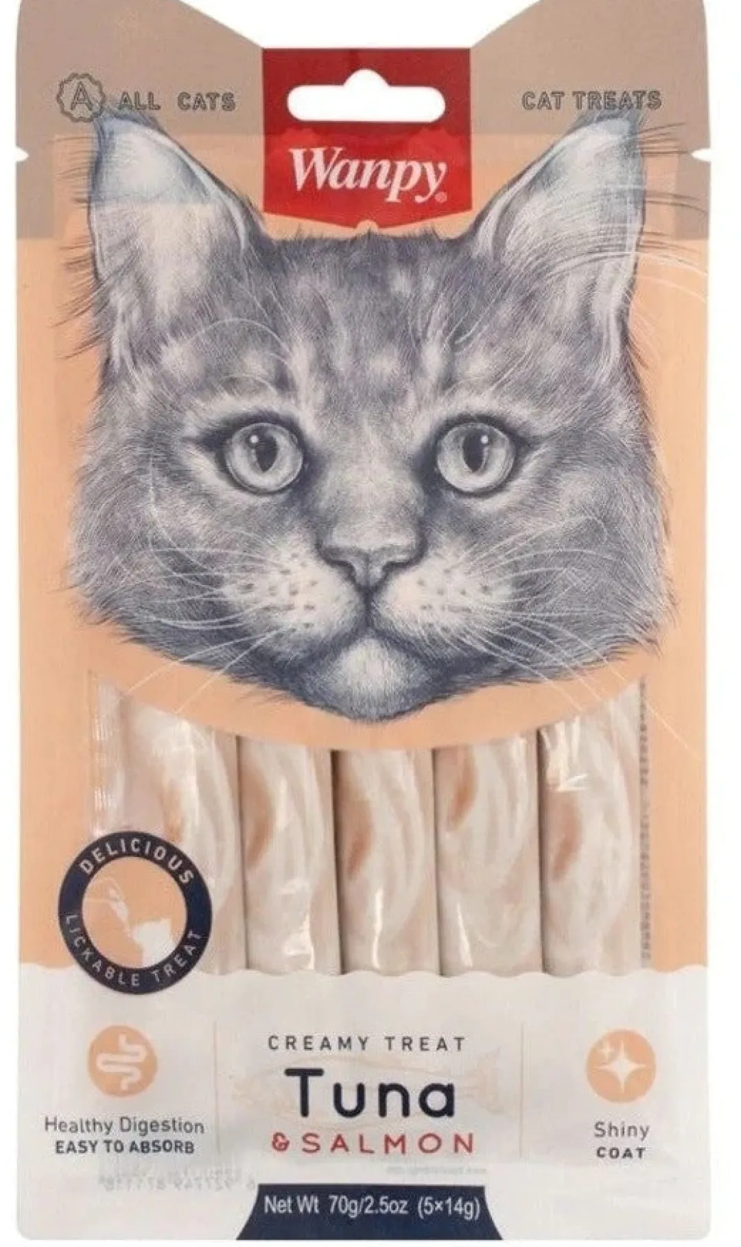 Wanpy Kat Cremet Slikbar Godbid med Tun og Laks