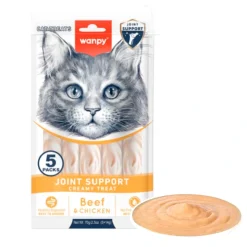 Wanpy Kat Funktionel Cremet Slikbar Godbid Ledstøtte oksekød & Kylling 70 g (5x14g)
