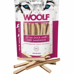 Woolf HundeSnacks og Kattesnack Woolf Hundesnack And og Torsk Lang Sandwich