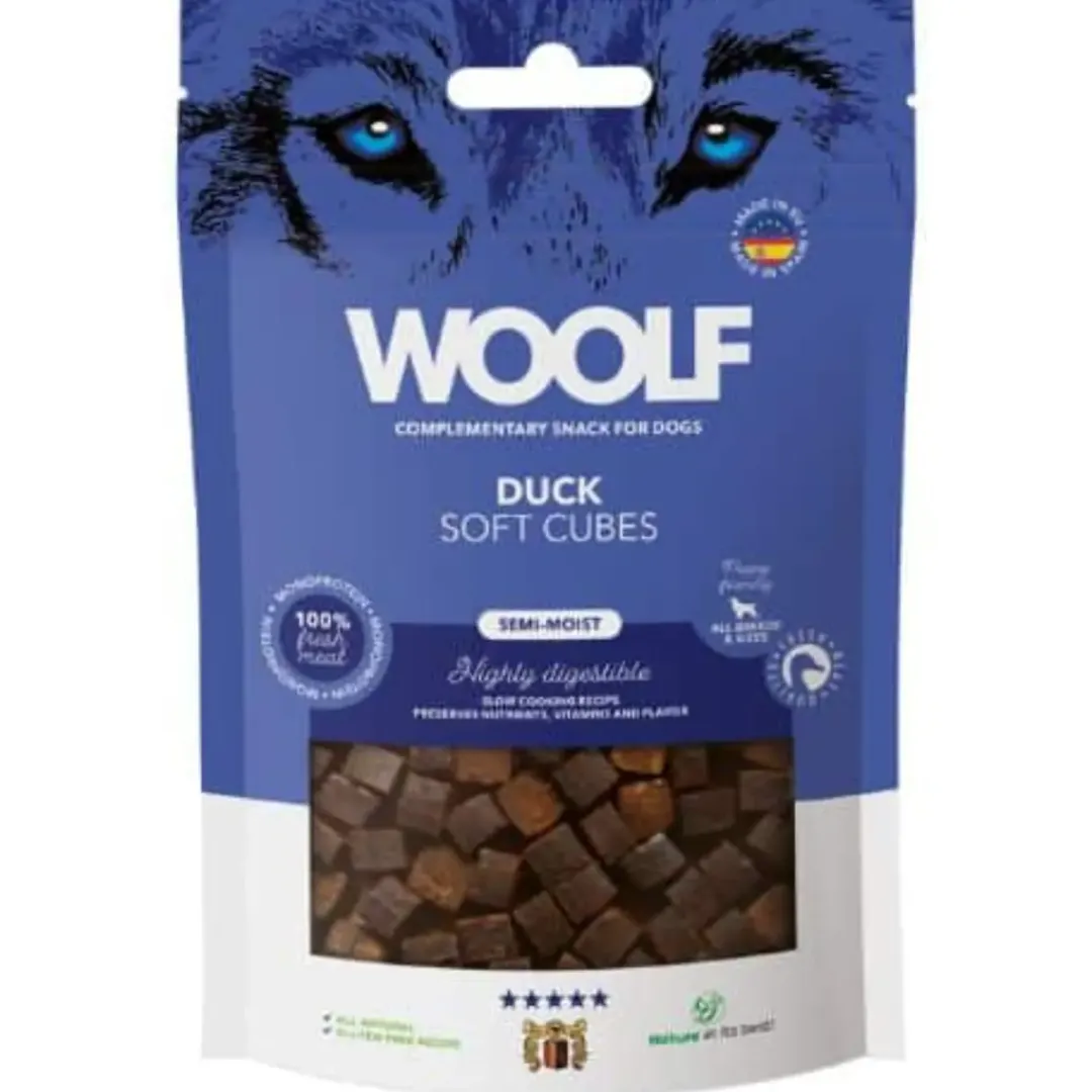 Woolf HundeSnacks og Kattesnack Woolf Hundesnack Bløde Terninger med And - monoprotein 100 g