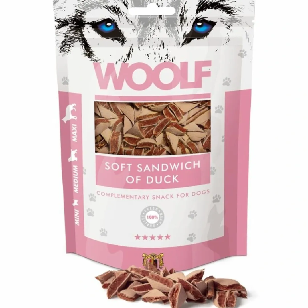 Woolf HundeSnacks og Kattesnack Woolf Hundesnack Blød Sandwich med And