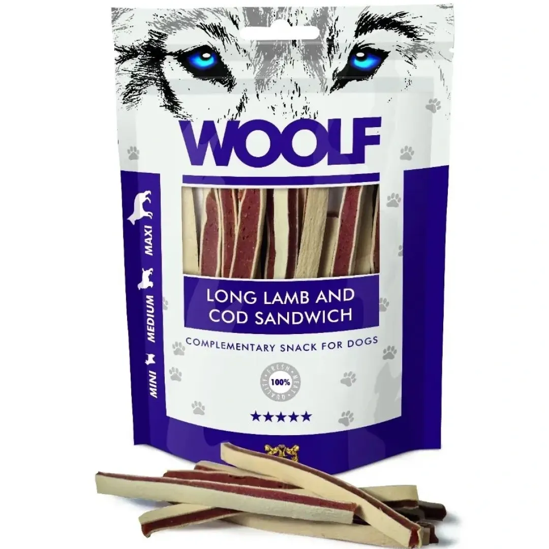 Woolf HundeSnacks og Kattesnack Woolf Hundesnack Lam og Torsk Lang Sandwich