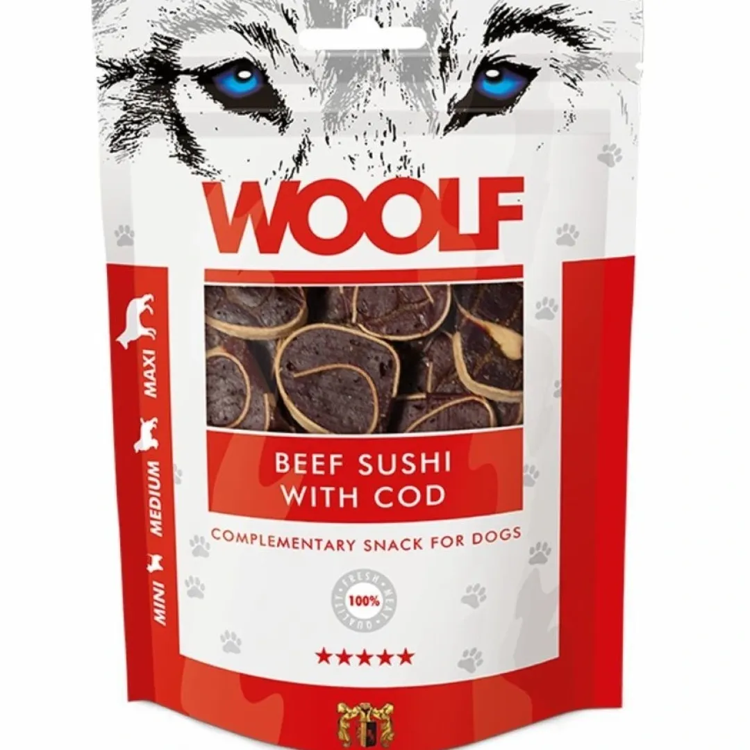 Woolf HundeSnacks og Kattesnack Woolf Hundesnack Okse Sushi med Torsk